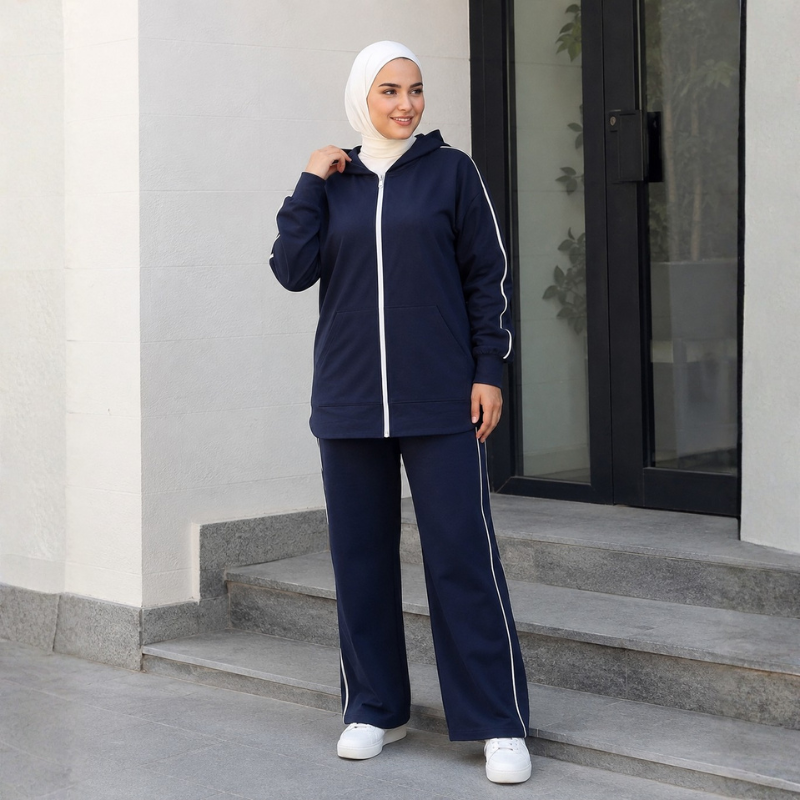 طقم رياضي نسائي أنيق بغطاء رأس - Image 3